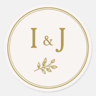 Elegante Minimalistische Gouden Trouw Envelope Zeg Ronde Sticker