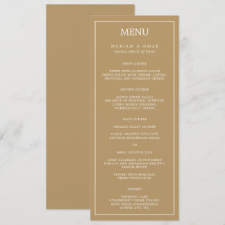 Elegante Minimalistische Gouden Trouwdiner Menu