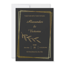 Elegante Minimalistische Gouden Trouwuitnodiging