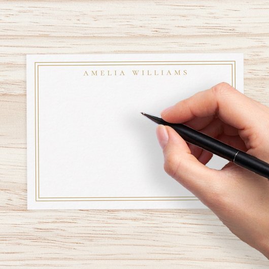 Elegante minimalistische gouden twee rand notitiekaartje