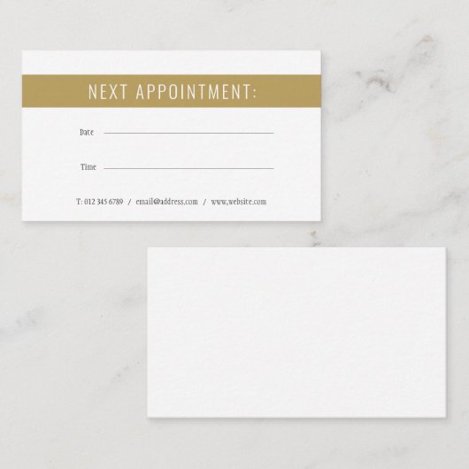 Elegante minimalistische gouden witte kaart afsprakenkaartje (Voorkant / Achterkant)