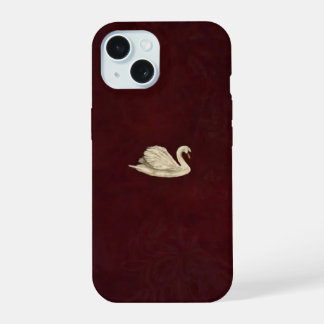 Elegante Minimalistische Gouden Zwaan Bourgogne Ho iPhone 15 Case