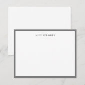 Elegante minimalistische grijze naam Border Flat Notitiekaartje (Voorkant / Achterkant)