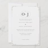 Elegante minimalistische grijze scroll bruiloft kaart (Voorkant)