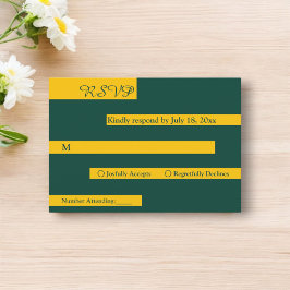 Elegante Minimalistische Groen En Gouden Moderne C RSVP Kaartje