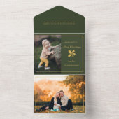 Elegante minimalistische groen/gouden foto all in one uitnodiging (Binnen)