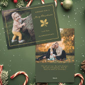 Elegante minimalistische groen/gouden foto feestdagenkaart