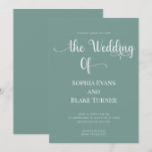 Elegante minimalistische groen-witte bruiloft kaart (Voorkant / Achterkant)