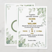 Elegante Minimalistische Groene Blad Acryl Trouw U Kaart (Voorkant / Achterkant)