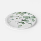 Elegante minimalistische groene eucalyptus bruidst papieren bordje (Gekanteld)