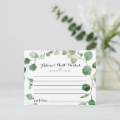 Elegante minimalistische groene eucalyptus bruilof briefkaart (Staand voorkant)