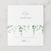 Elegante minimalistische groene eucalyptus bruilof plaatskaartje (Buitenkant ongevouwen)