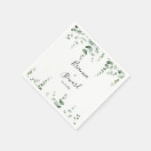 Elegante minimalistische groene eucalyptus bruilof servet (Hoek)