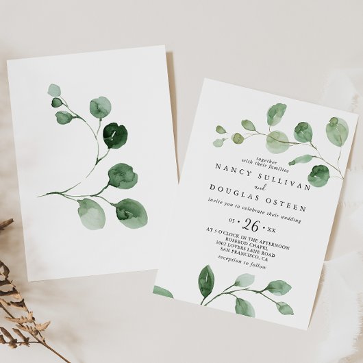 Elegante Minimalistische Groene Eucalyptus Casual  Kaart