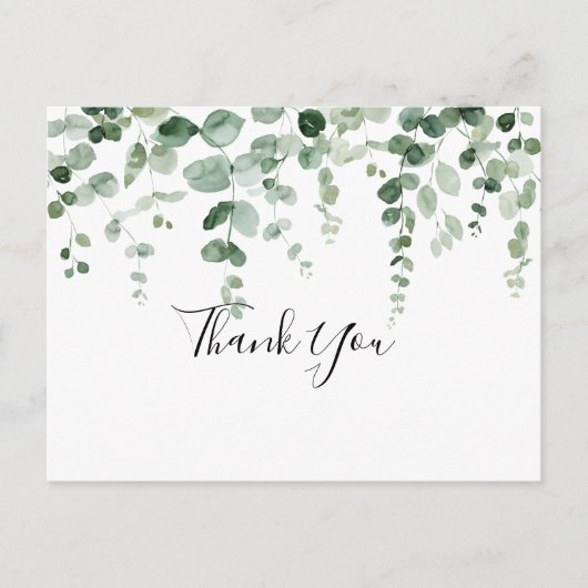 Elegante minimalistische groene eucalyptus dank u briefkaart (Voorkant)