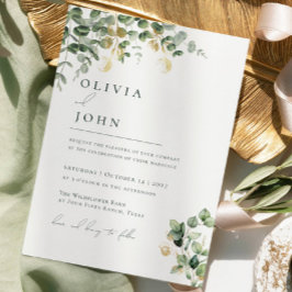 Elegante Minimalistische Groene Gouden Eucalyptus  Kaart