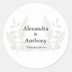 Elegante Minimalistische Groene Huwelijk Ronde Sticker