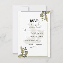 Elegante Minimalistische Groene Huwelijks-RSVP-Kaa RSVP Kaartje