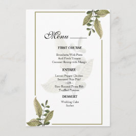 Elegante Minimalistische Groene Huwelijksmenu Menu