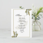 Elegante Minimalistische Groene Huwelijksmenu Menu (Staand voorkant)
