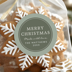 Elegante Minimalistische Groene Kerst Meteen Met L Ronde Sticker