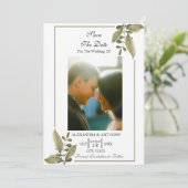 Elegante Minimalistische Groene Save The Date (Staand voorkant)