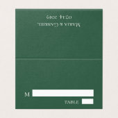 Elegante minimalistische groene trouwtafel plaatsk kaart (Buitenkant ongevouwen)