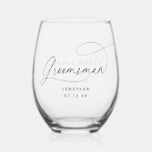 Elegante minimalistische groomsman wijnglas zonder voet (Achterkant)