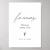 Elegante minimalistische gunst bruiloft tafel teke poster (Voorkant)