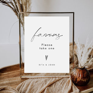 Elegante minimalistische gunst bruiloft tafel teke poster