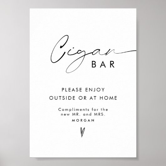 Elegante minimalistische gunst sigaar bar bruiloft poster (Voorkant)