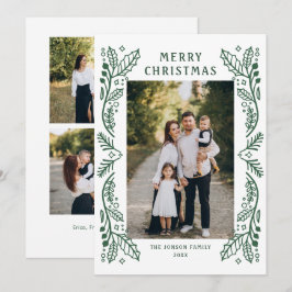 Elegante minimalistische hand getrokken kerst 3 fo feestdagenkaart