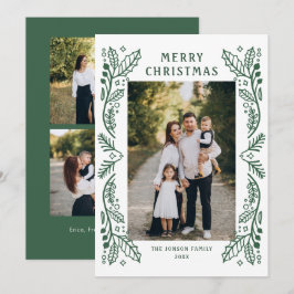 Elegante minimalistische hand getrokken kerst 3 fo feestdagenkaart