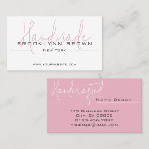 Elegante minimalistische handgemaakte roze blush visitekaartje