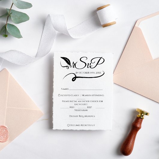 Elegante minimalistische handgeschreven bruiloft R RSVP Kaartje
