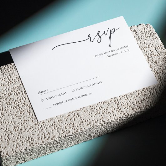 Elegante minimalistische handgeschreven script RSV RSVP Kaartje