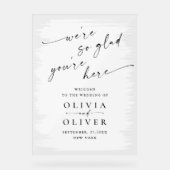 Elegante Minimalistische Handgeschreven WELKOM Bru Acryl Bord (Voorkant)