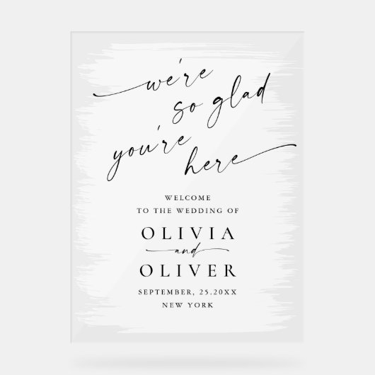 Elegante Minimalistische Handgeschreven WELKOM Bru Acryl Bord (Voorkant)