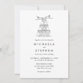 Elegante minimalistische handgetekende bruiloft kaart (Voorkant)