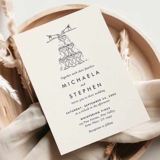 Elegante minimalistische handgetekende bruiloft kaart