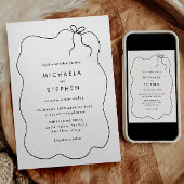 Elegante minimalistische handgetekende bruiloft kaart