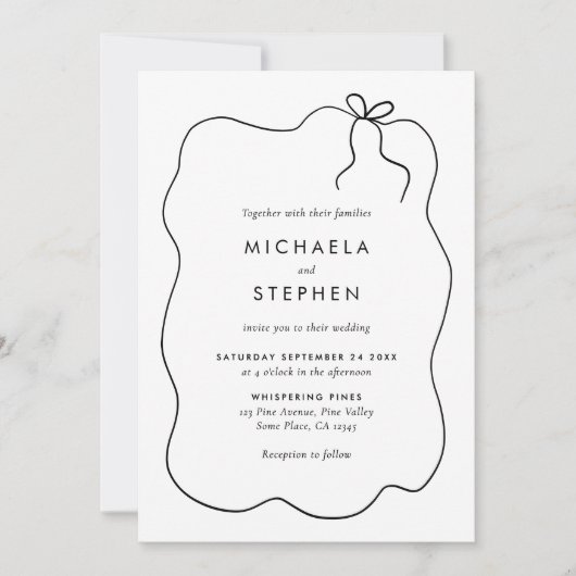 Elegante minimalistische handgetekende bruiloft kaart (Voorkant)