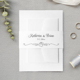 Elegante Minimalistische Handgetekende Roos Uitnodigingen Wikkel