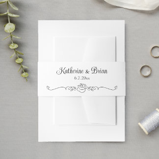 Elegante Minimalistische Handgetekende Roos Uitnodigingen Wikkel