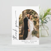 Elegante minimalistische handschrift bruiloft 2 fo bedankkaart (Staand voorkant)