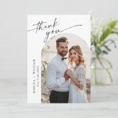 Elegante minimalistische handschrift bruiloft 2 fo bedankkaart (Staand voorkant)