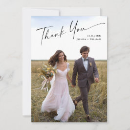 Elegante minimalistische handschrift bruiloft 2 fo bedankkaart