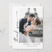 Elegante minimalistische handschrift bruiloft 2 fo bedankkaart (Voorkant)