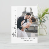 Elegante minimalistische handschrift bruiloft 2 fo bedankkaart (Staand voorkant)