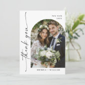 Elegante minimalistische handschrift bruiloft 2 fo bedankkaart (Staand voorkant)